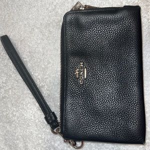 Black coach double zip wristlet/wallet